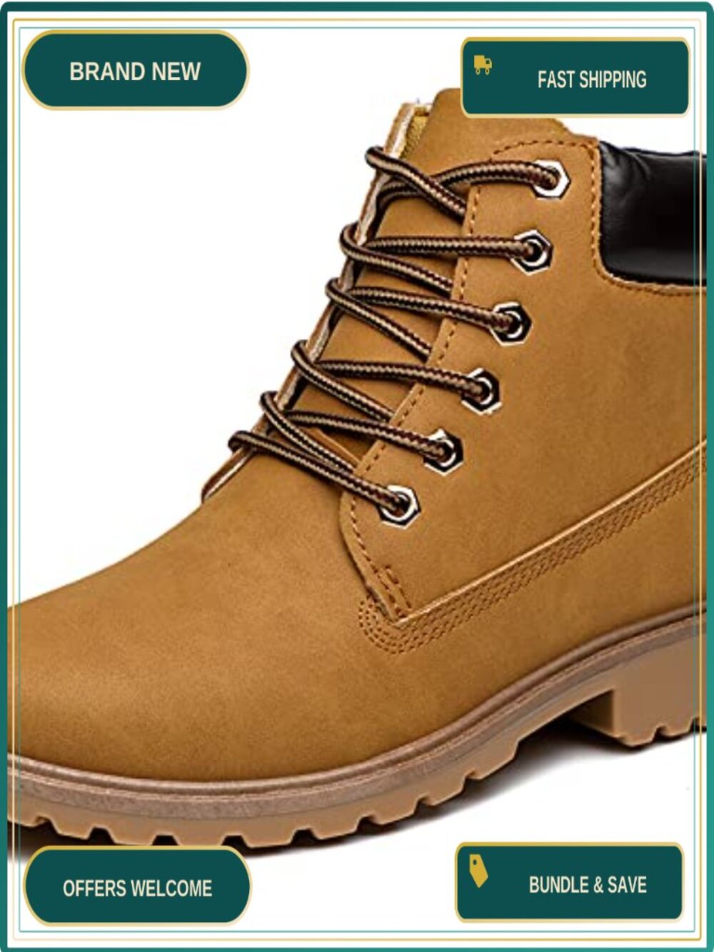 Women's Waterproof Hiking Boots Ankle Lace Up Faux Leather Work Shoes